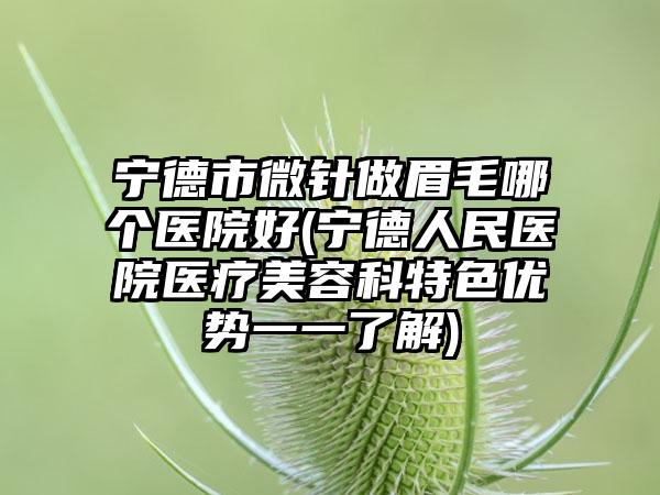 宁德市微针做眉毛哪个医院好(宁德人民医院医疗美容科特色优势一一了解)