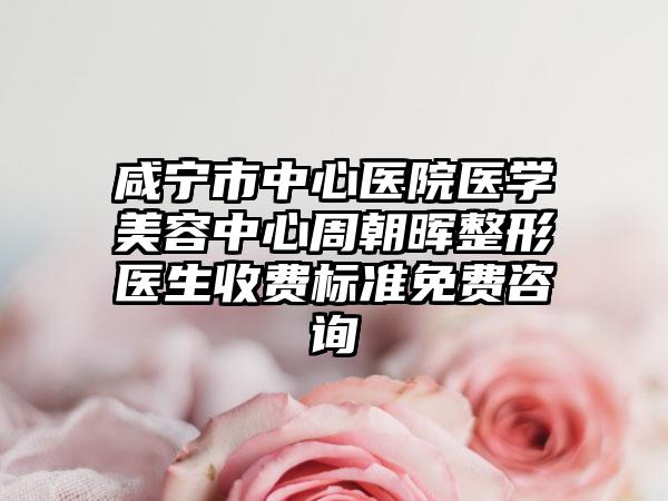 咸宁市中心医院医学美容中心周朝晖整形医生收费标准免费咨询