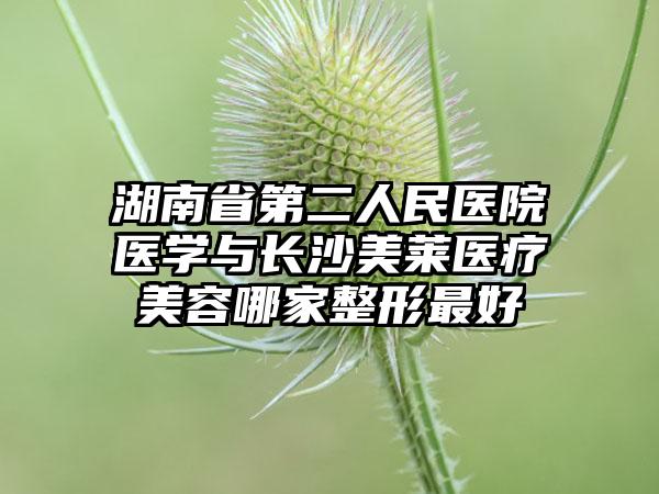湖南省第二人民医院医学与长沙美莱医疗美容哪家整形最好