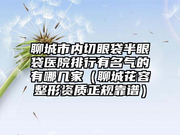 聊城市内切眼袋半眼袋医院排行有名气的有哪几家（聊城花容整形资质正规靠谱）