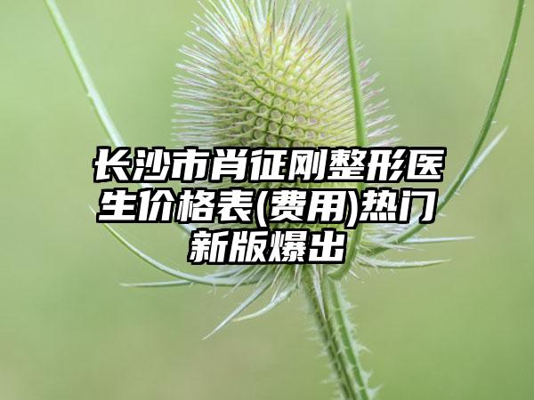 长沙市肖征刚整形医生价格表(费用)热门新版爆出