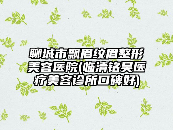 聊城市飘眉纹眉整形美容医院(临清铭昊医疗美容诊所口碑好)