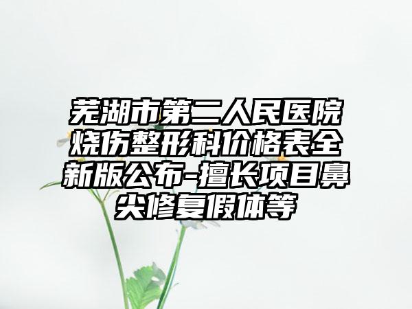 芜湖市第二人民医院烧伤整形科价格表全新版公布-擅长项目鼻尖修复假体等