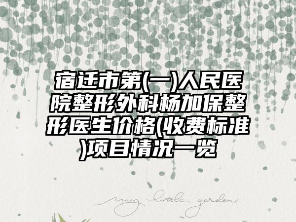 宿迁市第(一)人民医院整形外科杨加保整形医生价格(收费标准)项目情况一览