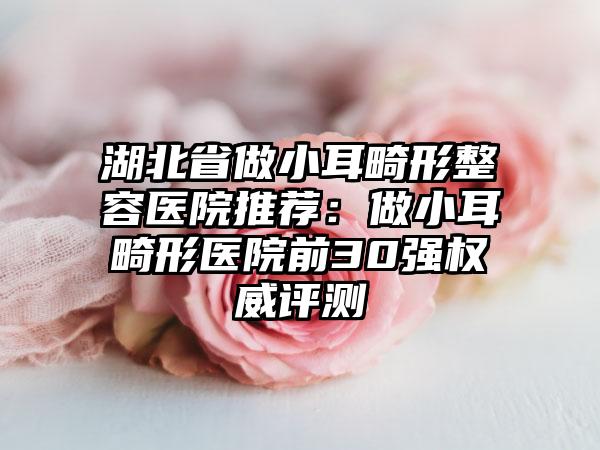 湖北省做小耳畸形整容医院推荐：做小耳畸形医院前30强权威评测