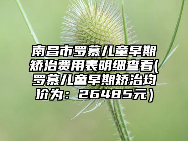 南昌市罗慕儿童早期矫治费用表明细查看(罗慕儿童早期矫治均价为：26485元）