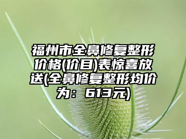 福州市全鼻修复整形价格(价目)表惊喜放送(全鼻修复整形均价为：613元)