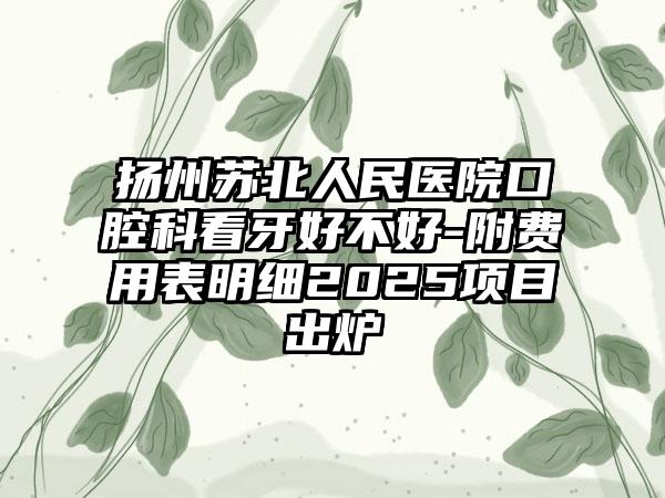 扬州苏北人民医院口腔科看牙好不好-附费用表明细2025项目出炉