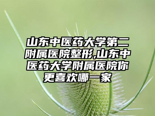 山东中医药大学第二附属医院整形,山东中医药大学附属医院你更喜欢哪一家
