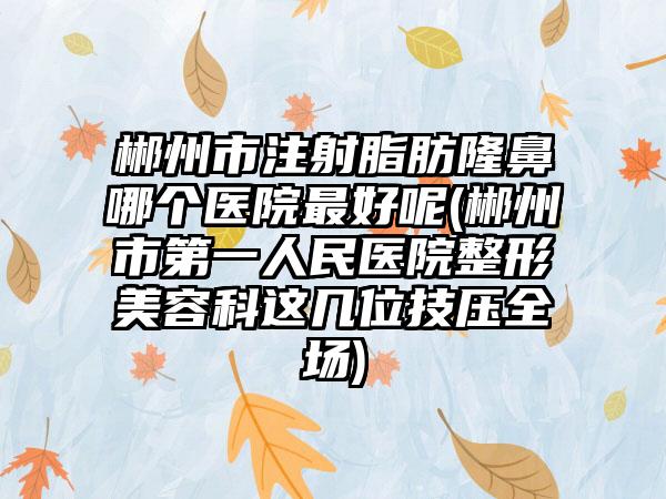 郴州市注射脂肪隆鼻哪个医院最好呢(郴州市第一人民医院整形美容科这几位技压全场)
