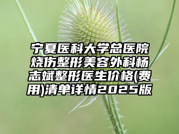 宁夏医科大学总医院烧伤整形美容外科杨志斌整形医生价格(费用)清单详情2025版