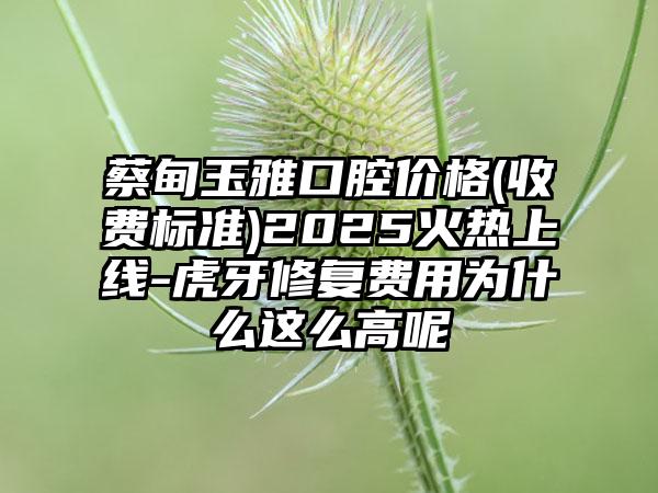 蔡甸玉雅口腔价格(收费标准)2025火热上线-虎牙修复费用为什么这么高呢