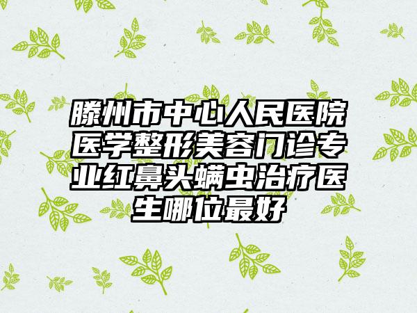 滕州市中心人民医院医学整形美容门诊专业红鼻头螨虫治疗医生哪位最好