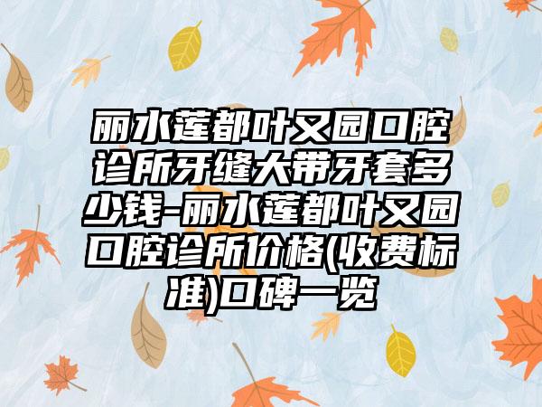 丽水莲都叶又园口腔诊所牙缝大带牙套多少钱-丽水莲都叶又园口腔诊所价格(收费标准)口碑一览