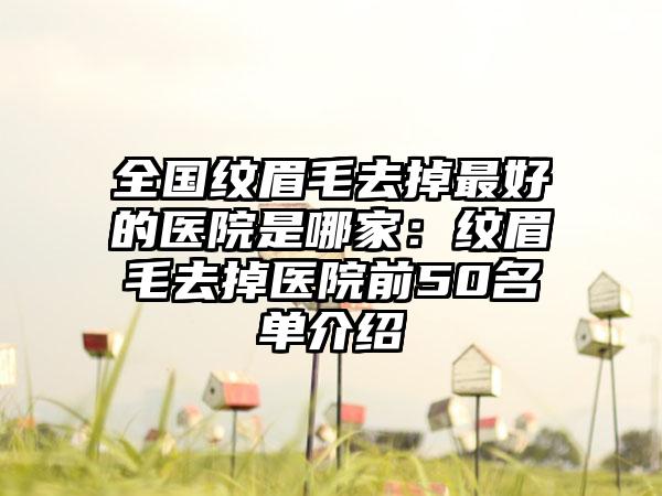 全国纹眉毛去掉最好的医院是哪家：纹眉毛去掉医院前50名单介绍