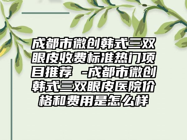 成都市微创韩式三双眼皮收费标准热门项目推荐 -成都市微创韩式三双眼皮医院价格和费用是怎么样