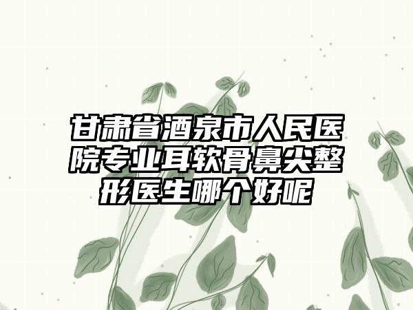 甘肃省酒泉市人民医院专业耳软骨鼻尖整形医生哪个好呢