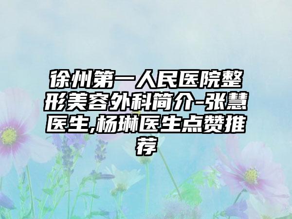 徐州第一人民医院整形美容外科简介-张慧医生,杨琳医生点赞推荐