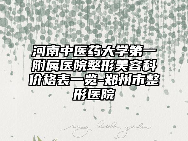 河南中医药大学第一附属医院整形美容科价格表一览-郑州市整形医院