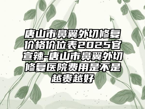 唐山市鼻翼外切修复价格价位表2025官宣辣-唐山市鼻翼外切修复医院费用是不是越贵越好