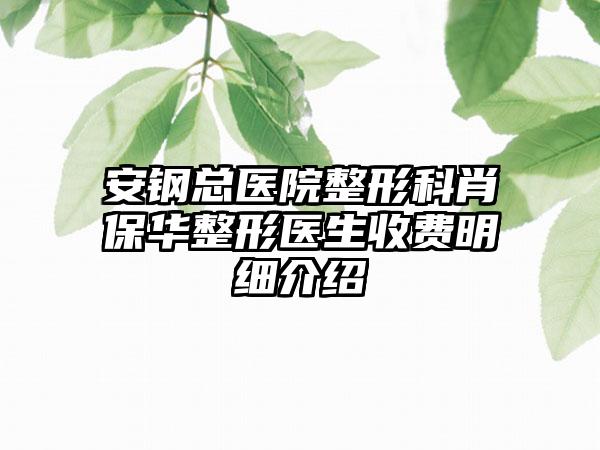 安钢总医院整形科肖保华整形医生收费明细介绍