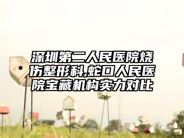 深圳第二人民医院烧伤整形科,蛇口人民医院宝藏机构实力对比