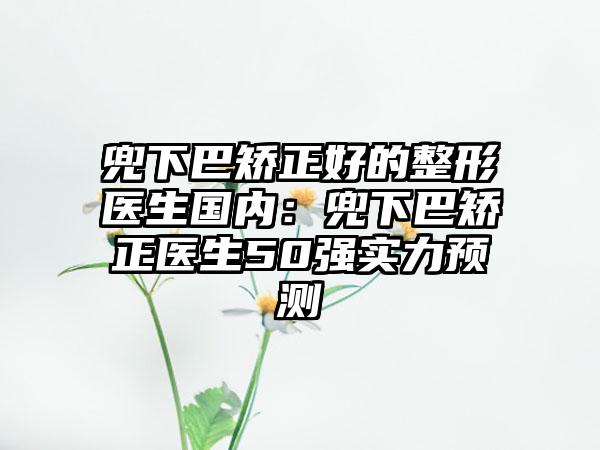 兜下巴矫正好的整形医生国内：兜下巴矫正医生50强实力预测