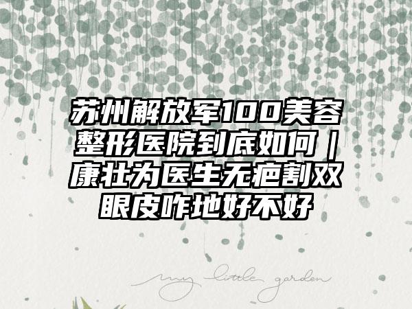 苏州解放军100美容整形医院到底如何｜康壮为医生无疤割双眼皮咋地好不好