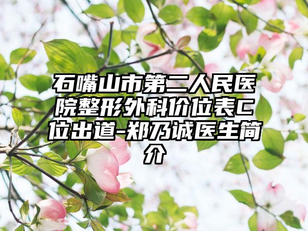 石嘴山市第二人民医院整形外科价位表C位出道-郑乃诚医生简介