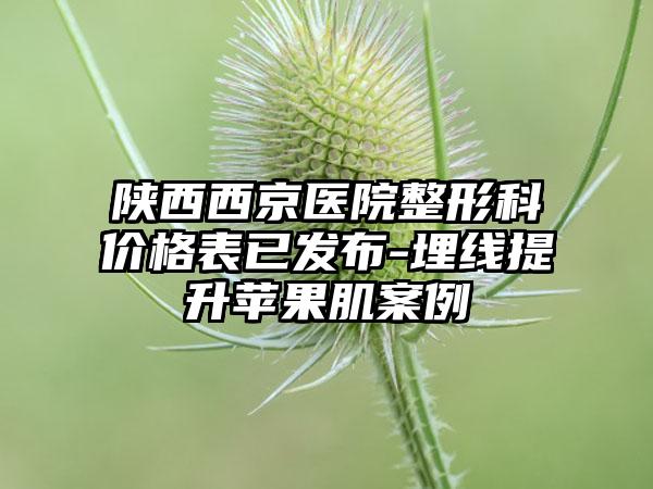 陕西西京医院整形科价格表已发布-埋线提升苹果肌案例