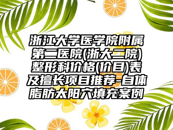 浙江大学医学院附属第二医院(浙大二院)整形科价格(价目)表及擅长项目推荐-自体脂肪太阳穴填充案例