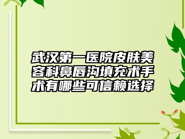 武汉第一医院皮肤美容科鼻唇沟填充术手术有哪些可信赖选择