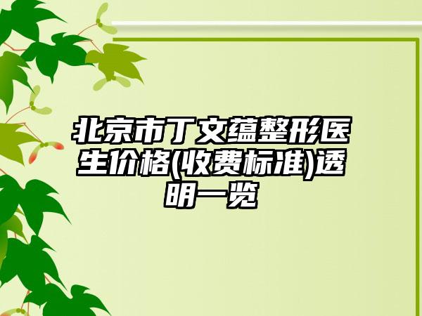 北京市丁文蕴整形医生价格(收费标准)透明一览