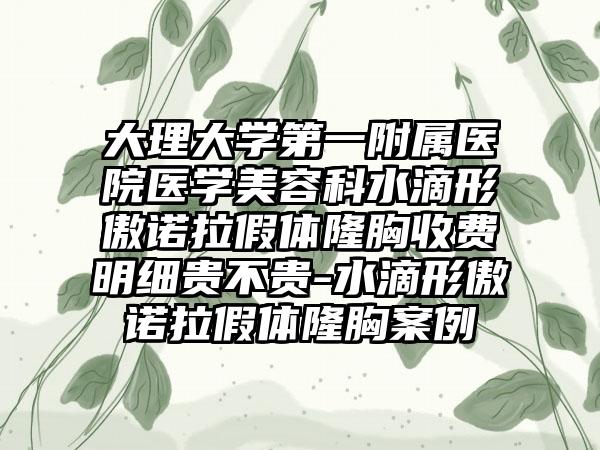 大理大学第一附属医院医学美容科水滴形傲诺拉假体隆胸收费明细贵不贵-水滴形傲诺拉假体隆胸案例