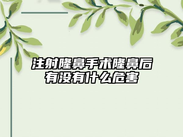 注射隆鼻手术隆鼻后有没有什么危害